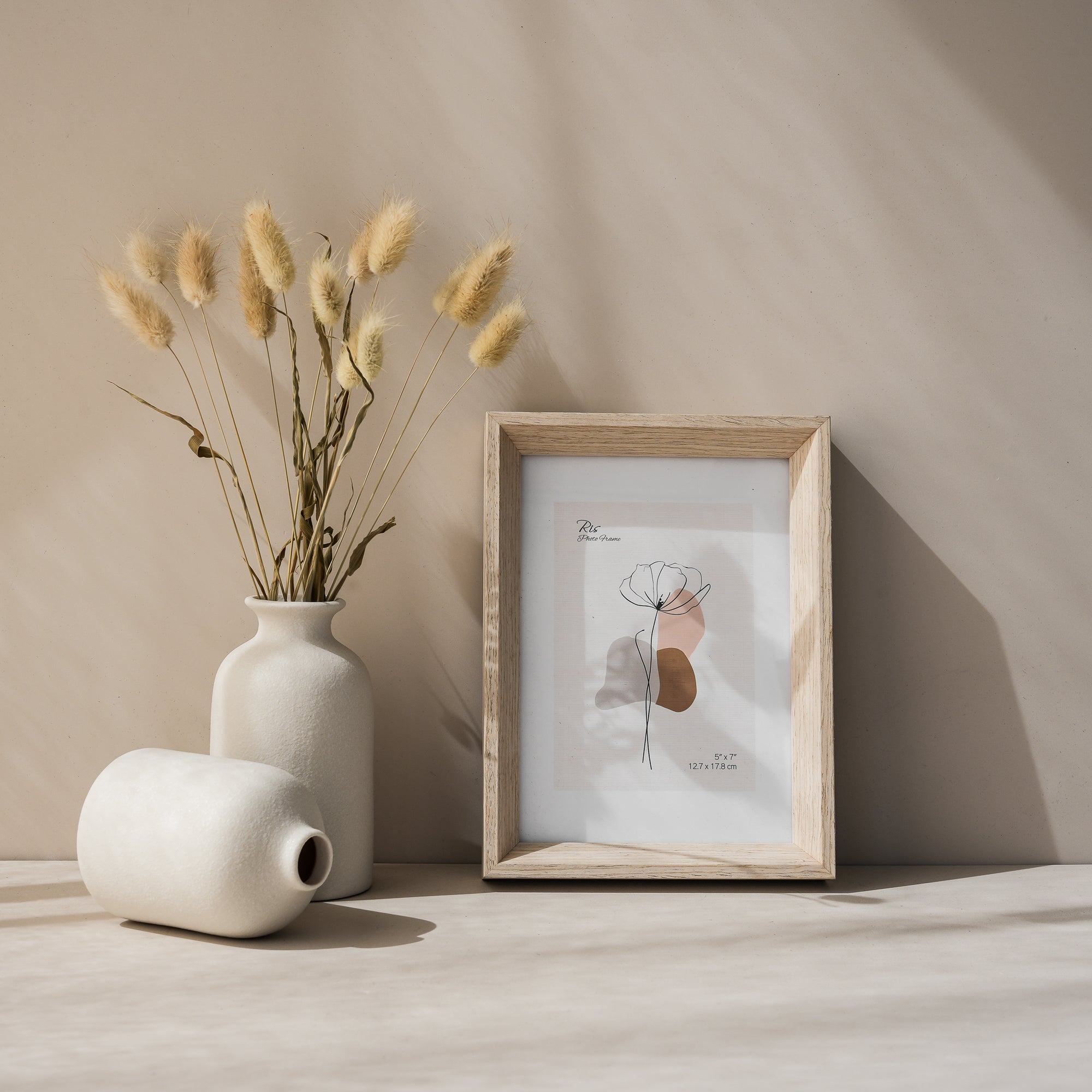 RIS 5R Japandi Style Wooden Picture Frame in Light Texture Wood (5