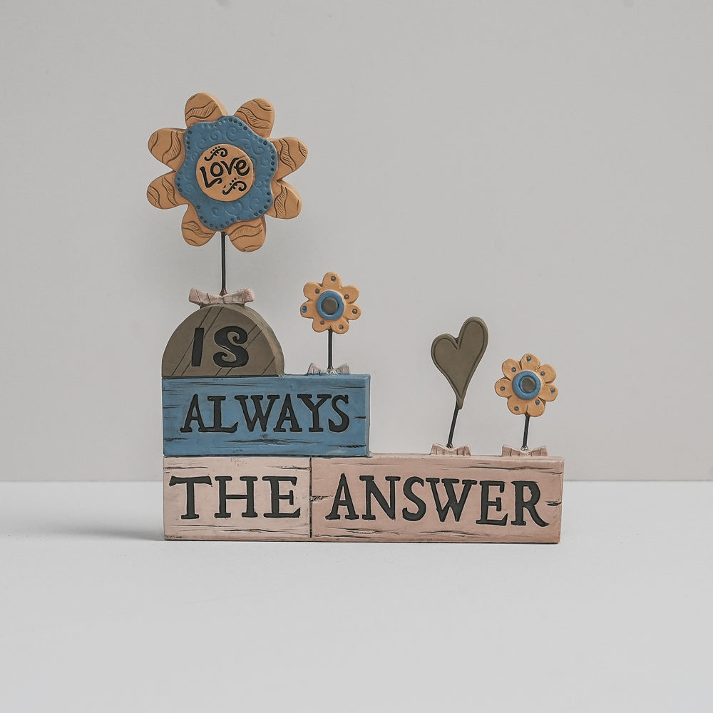 Love is Always Stacked Blocks with Flower (11044) | Blossom Bucket | Religious Gifts - Figurines