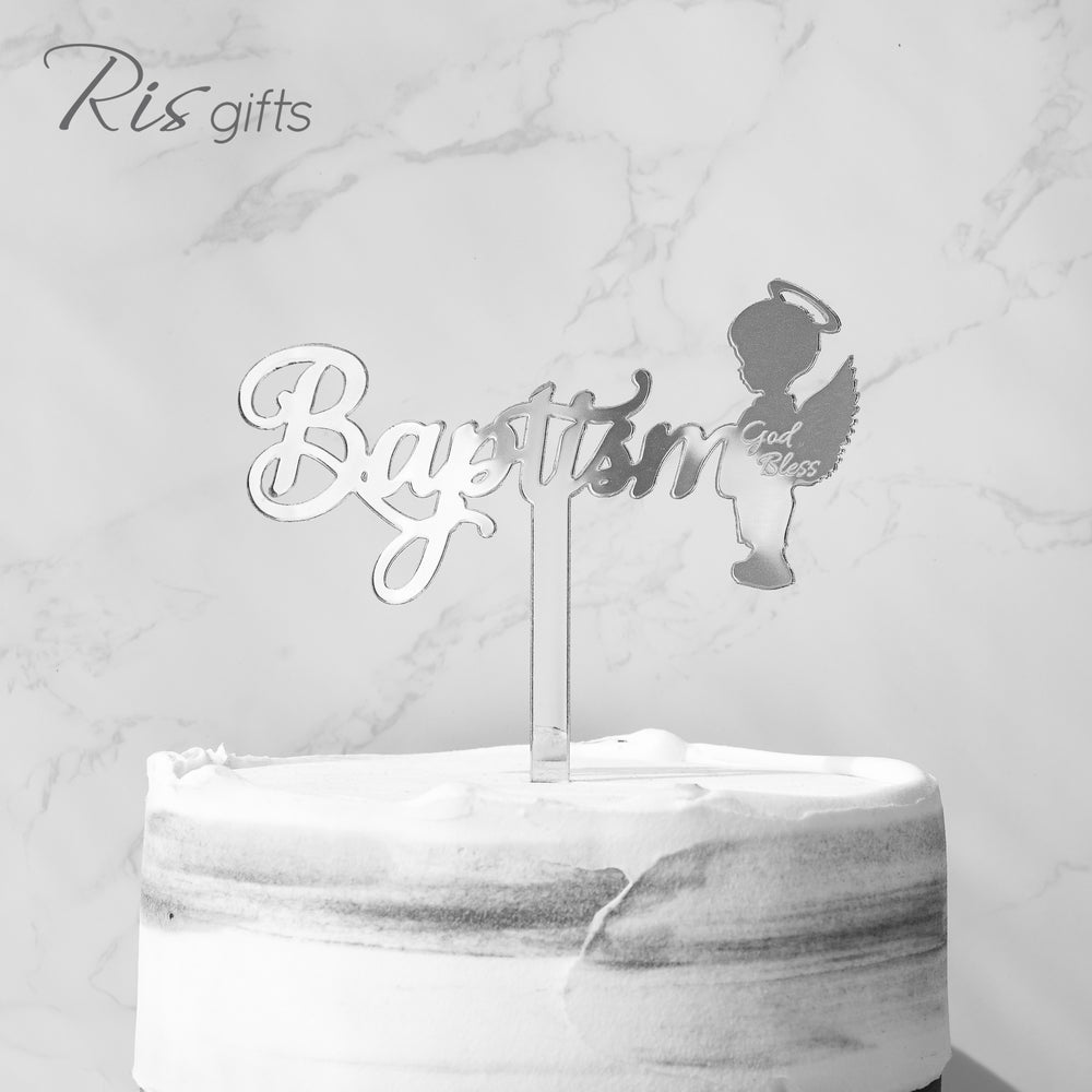 "Baptism Boy Angel" Silver Cake Topper | Birthday Gifts | Special Occasions | Made in Hong Kong