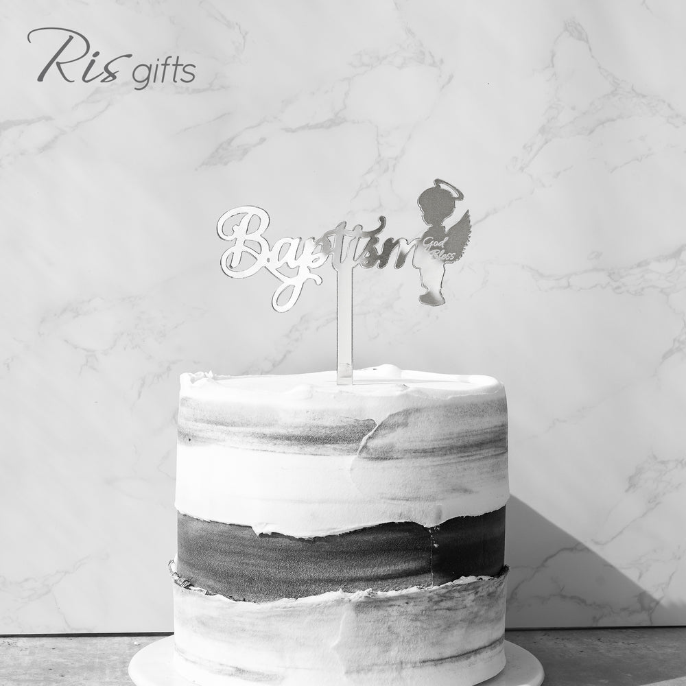 "Baptism Boy Angel" Silver Cake Topper | Birthday Gifts | Special Occasions | Made in Hong Kong