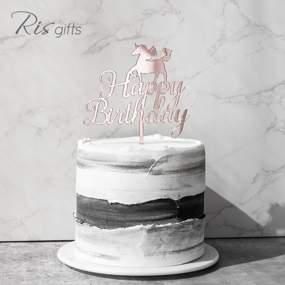 "Happy Birthday Unicorn" Rose Gold Mirror Cake Topper | Birthday Gifts | Special Occasions | Cake Decoration | Made in Hong Kong (Copy)