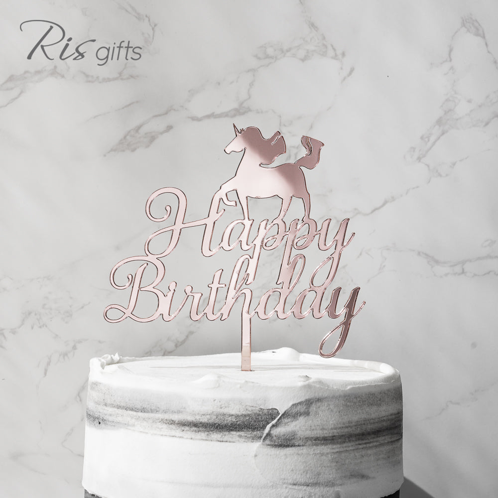 "Happy Birthday Unicorn" Rose Gold Mirror Cake Topper | Birthday Gifts | Special Occasions | Cake Decoration | Made in Hong Kong (Copy)