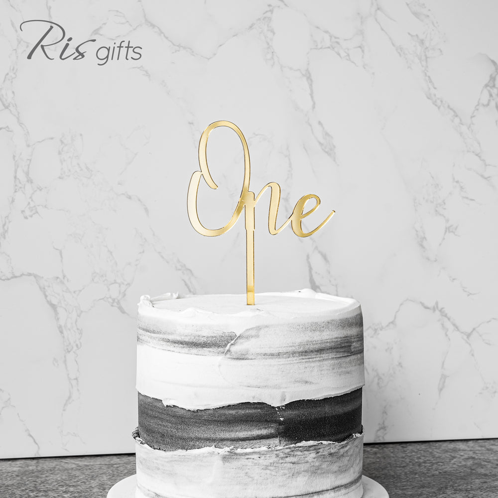 "One" Gold Mirror Cake Topper | Birthday Gifts | Special Occasions | Cake Decoration | Made in Hong Kong
