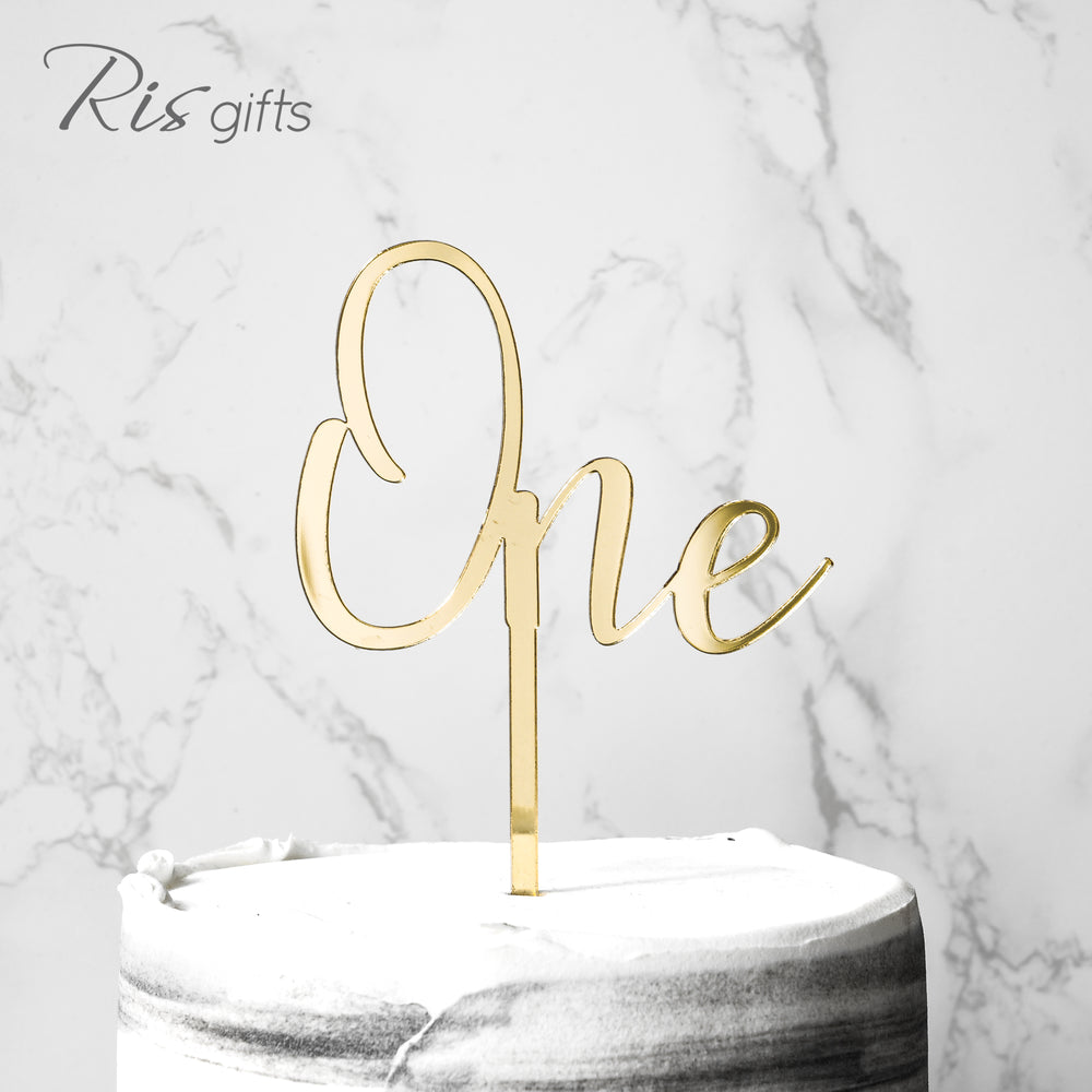 "One" Gold Mirror Cake Topper | Birthday Gifts | Special Occasions | Cake Decoration | Made in Hong Kong