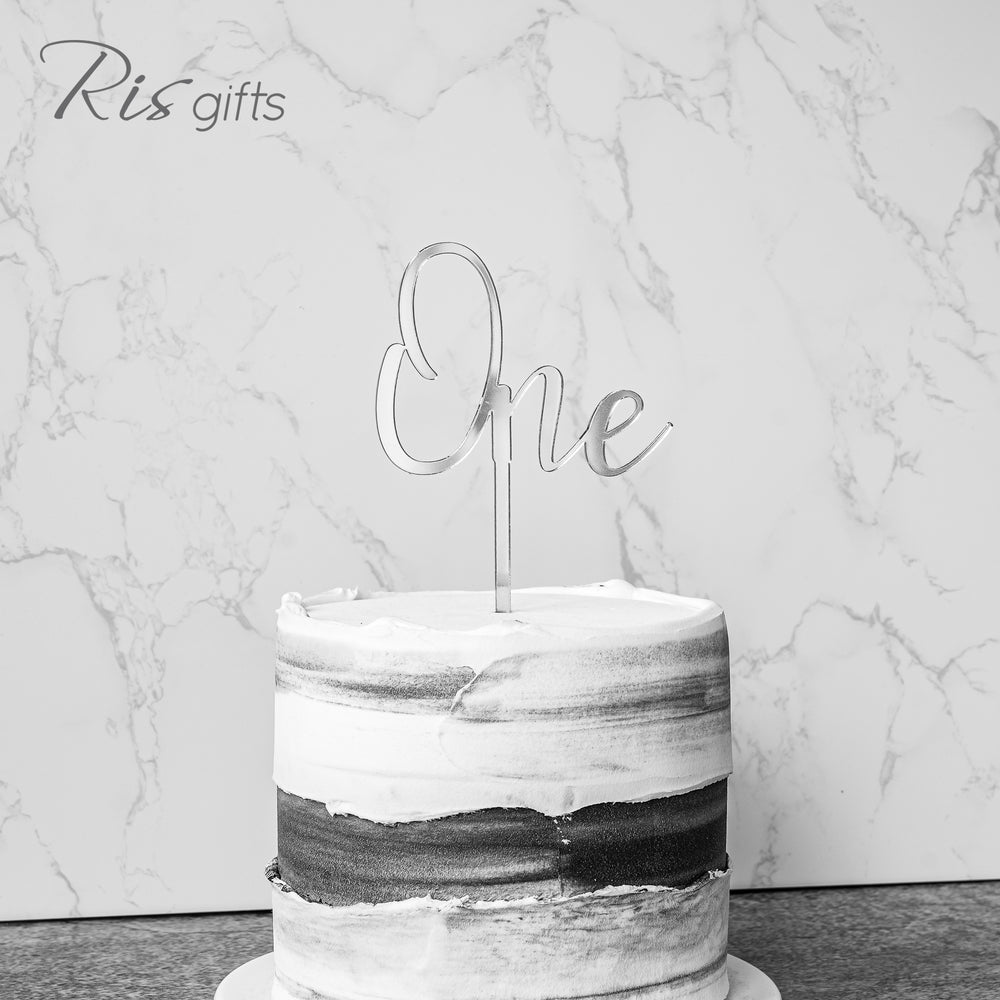 "One" Silver Mirror Cake Topper | Birthday Gifts | Special Occasions | Cake Decoration | Made in Hong Kong