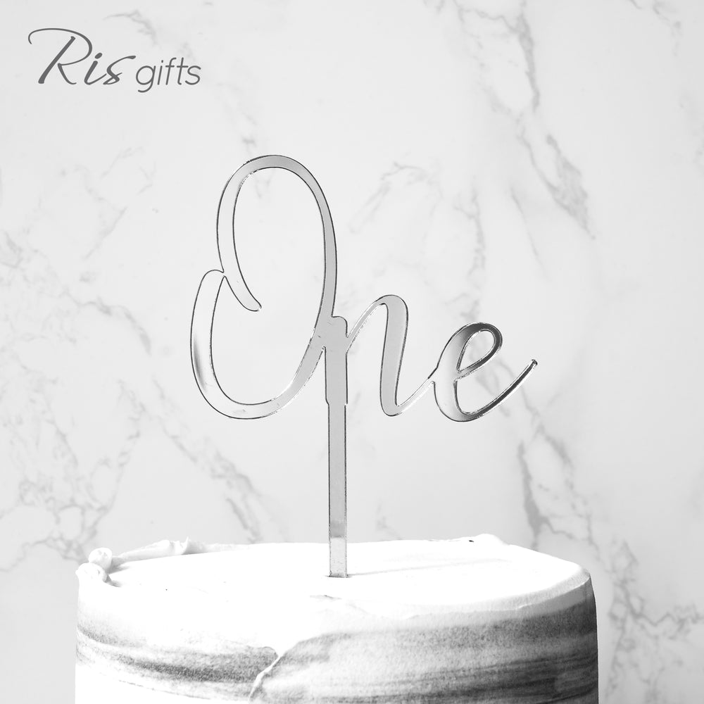 "One" Silver Mirror Cake Topper | Birthday Gifts | Special Occasions | Cake Decoration | Made in Hong Kong