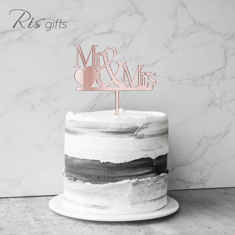 "Mr & Mrs" Rose Gold Mirror Cake Topper | Cake Decoration | Made in Hong Kong | Wedding Decoration