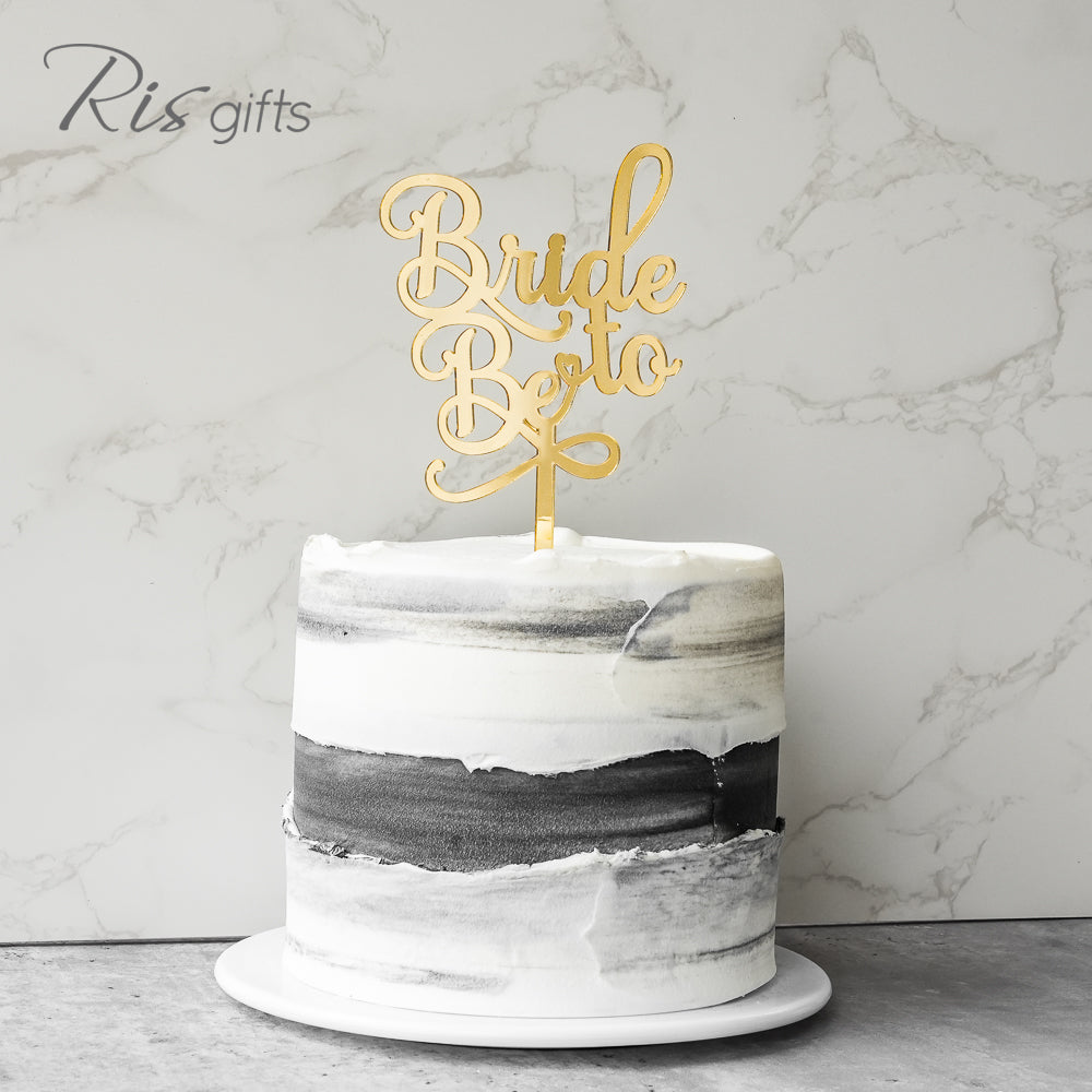 "Bride to be" Gold Mirror Cake Topper | Wedding Gifts | Wedding Cake | Cake Decoration | Made in Hong Kong