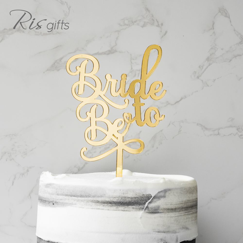 "Bride to be" Gold Mirror Cake Topper | Wedding Gifts | Wedding Cake | Cake Decoration | Made in Hong Kong