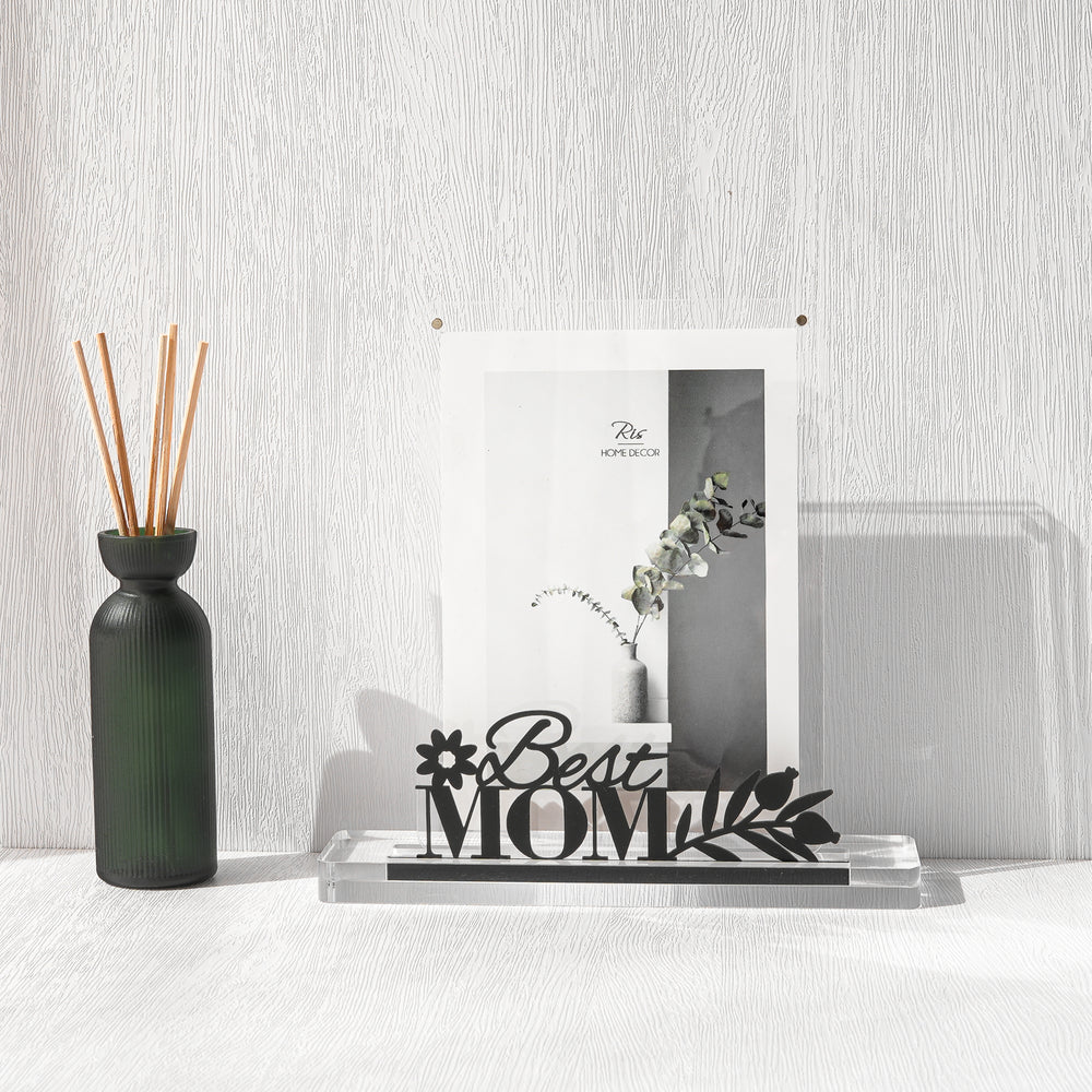 RIS Dual-Piece Design 5R "Best Mom" Acrylic Magnetic Picture Frame | Frameless Desktop Display