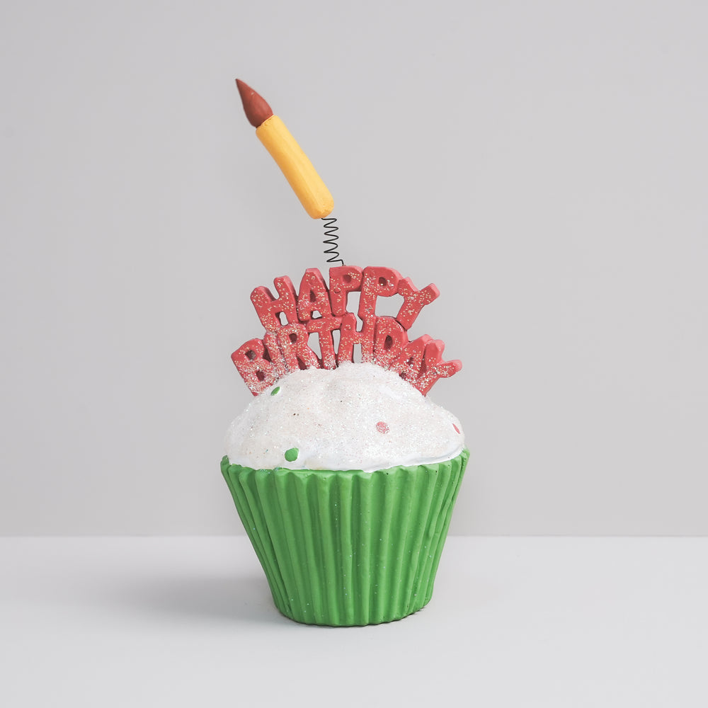 Gutter 'Happy Birthday' Cup Cake with Candle (92355) | Blossom Bucket | Religious Gifts - Figurines