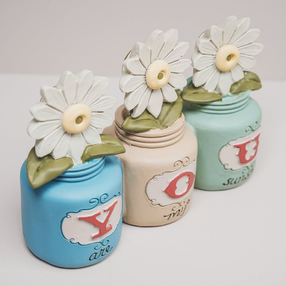 You Are My Sunshine Jars with Flowers (11050) | Blossom Bucket | Religious Gifts - Figurines