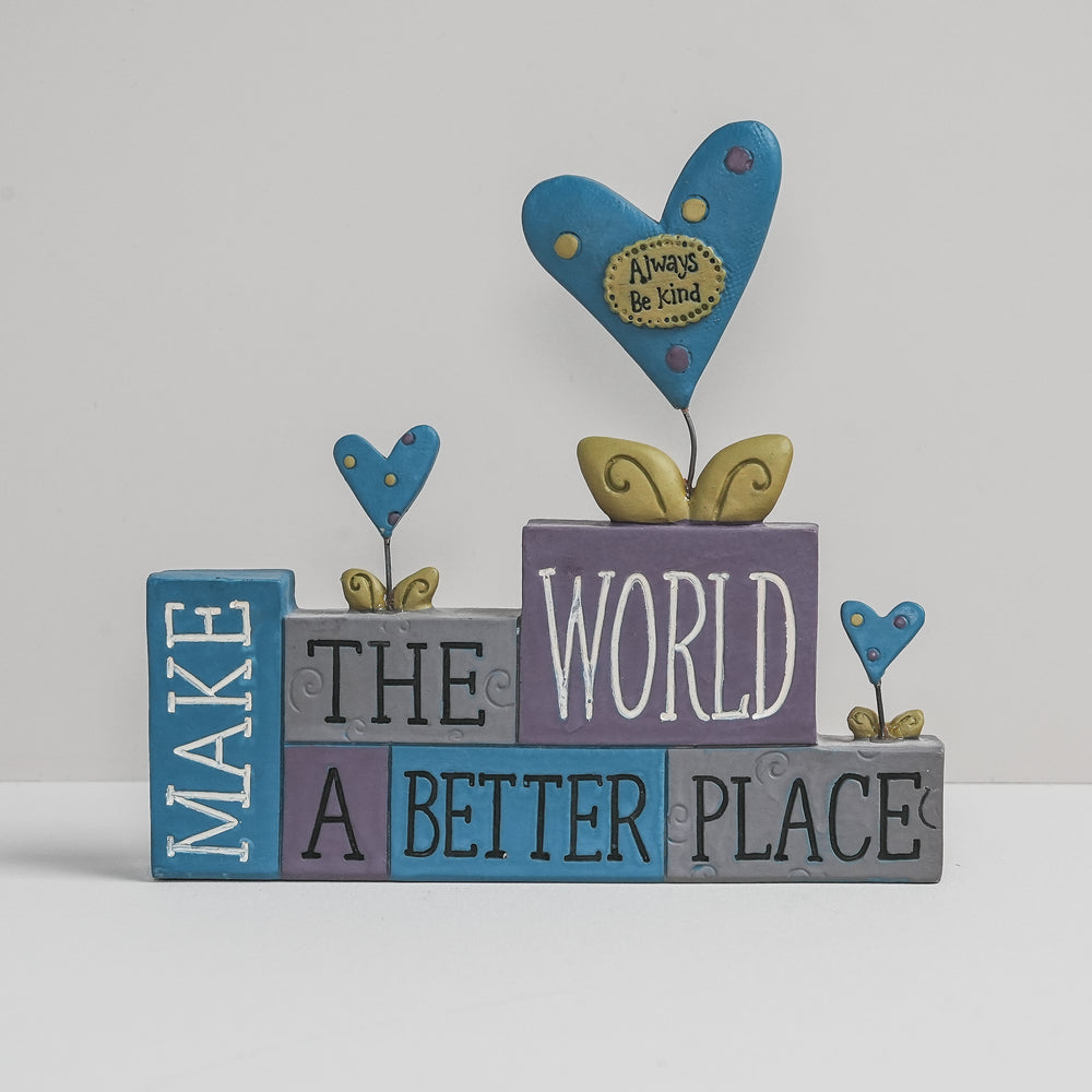 3 Flowers 'Make the World Better Place' (11038) | Blossom Bucket | Religious Gifts - Figurines