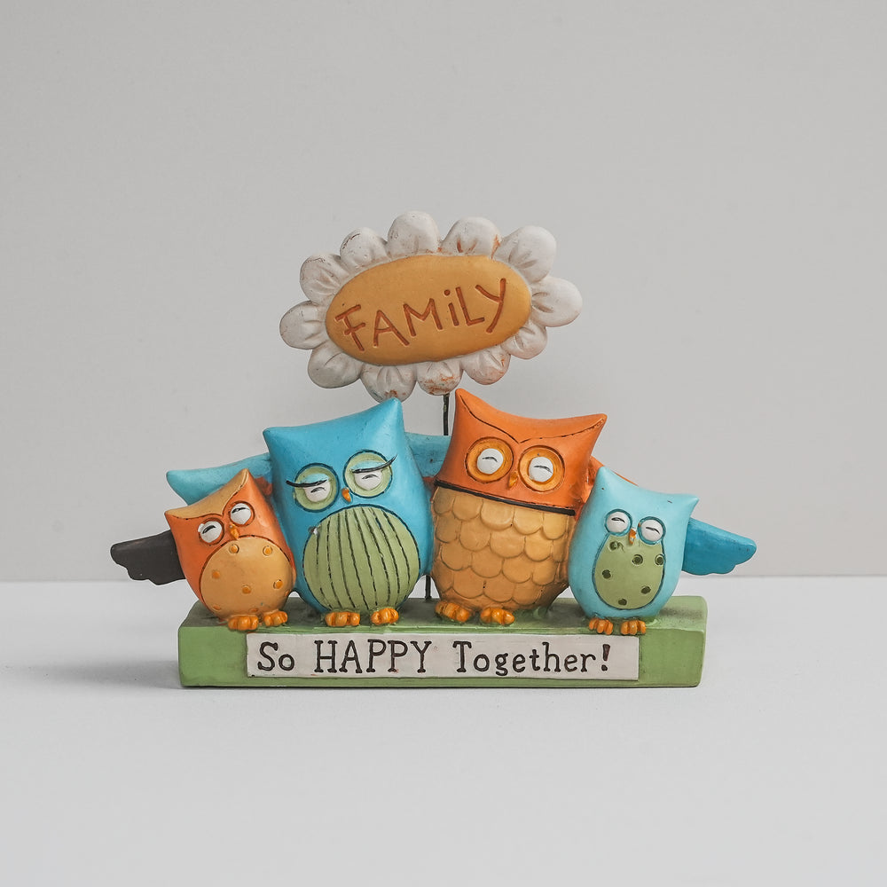 'So Happy Together' Owl Family on Block (88172) | Blossom Bucket | Religious Gifts - Figurines