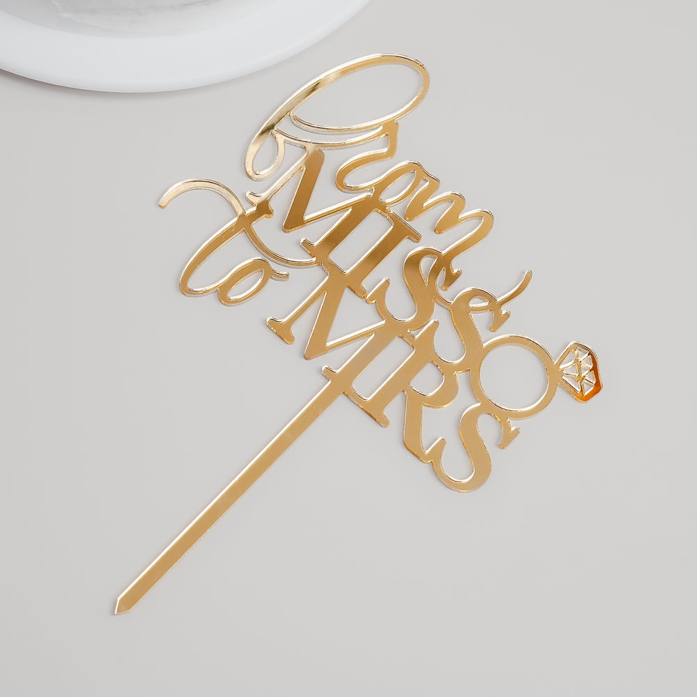 'From Miss to Mrs' Gold Mirror Cake Topper | Wedding Gifts | Special Occasions