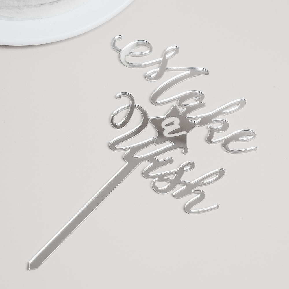 'Make a Wish' Silver Mirror Cake Topper | Birthday Gifts | Special Occasions