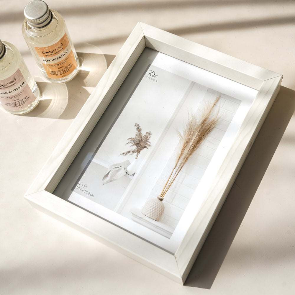 RIS 5R Nordic Picture Frame in White Wood Texture (5" x 7") | Desktop & Wall Design | Nordic & Japandi