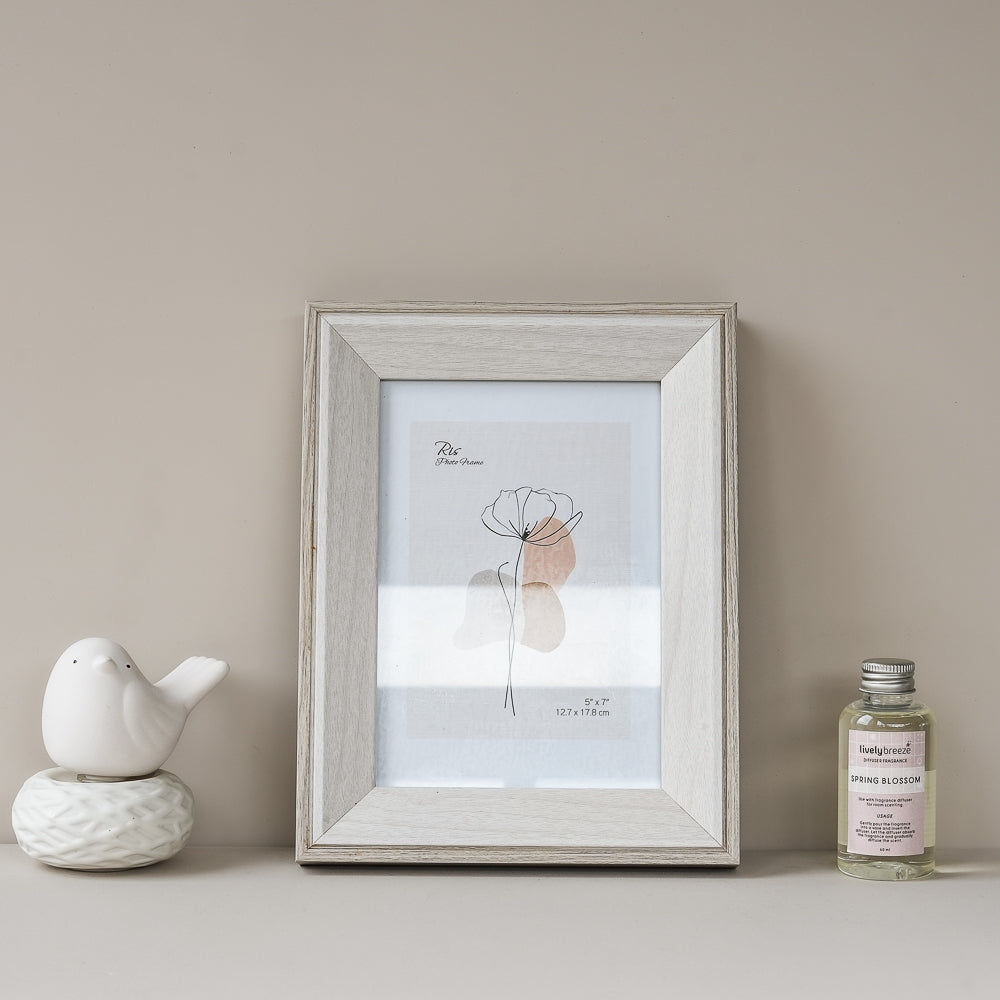 RIS 5R 2-Tone Wooden Photo Frame in White & Grey 5x7"