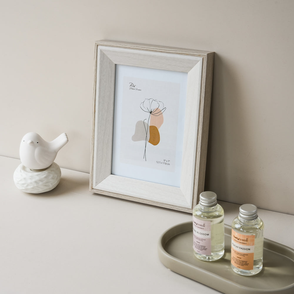 RIS 5R 2-Tone Wooden Photo Frame in White & Grey 5x7"