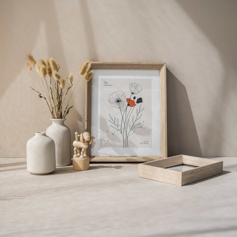 RIS 8R Japandi Style Wooden Picture Frame in Natural Light Wood (8"x 10") | Minimal Picture Frames | Home Decor | Interior Decorations