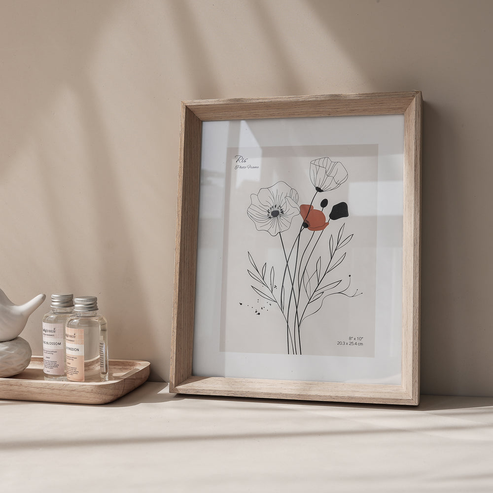RIS 8R Japandi Style Wooden Picture Frame in Natural Light Wood (8"x 10") | Minimal Picture Frames | Home Decor | Interior Decorations