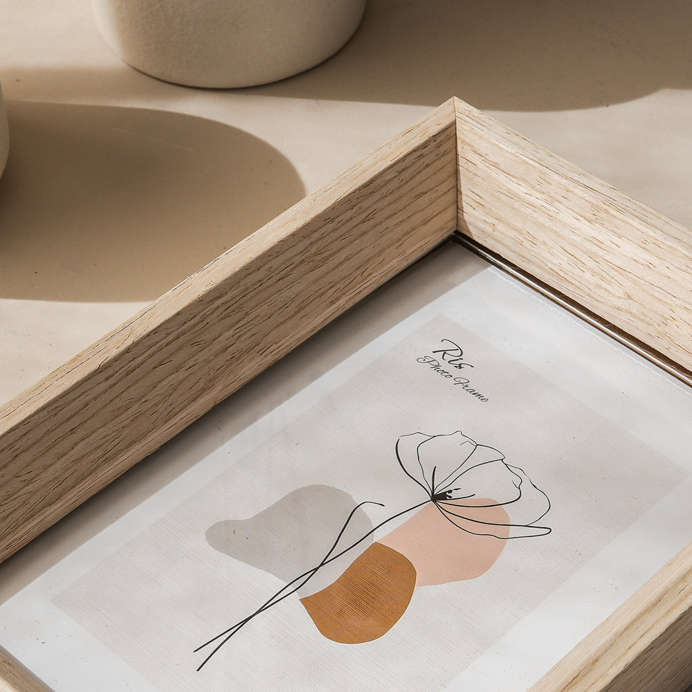 RIS 4R Japandi Style Wooden Picture Frame in Light Texture Wood (4"x 6") | Wall & Desktop Design | Wooden Frame