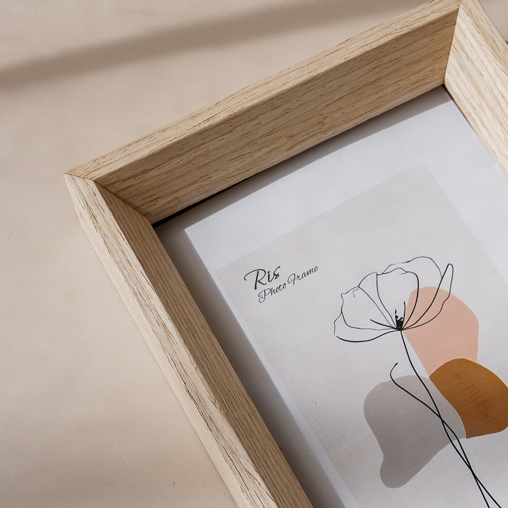 RIS 5R Japandi Style Wooden Picture Frame in Light Texture Wood (5"x 7") | Wall & Desktop Design | Wooden Frame