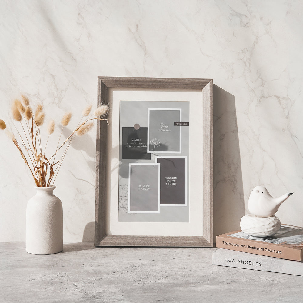 RIS 8F Classic Gray Wooden Picture Frame (8" x 12") | Desktop & Wall Design | Wooden Frame