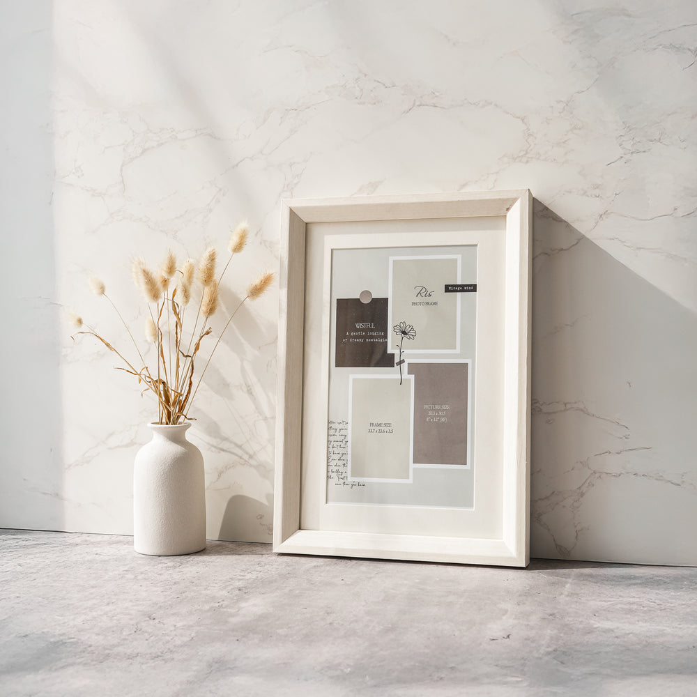 RIS 8F Classic Cream Wooden Picture Frame (8" x 12") | Desktop & Wall Design | Wooden Frame