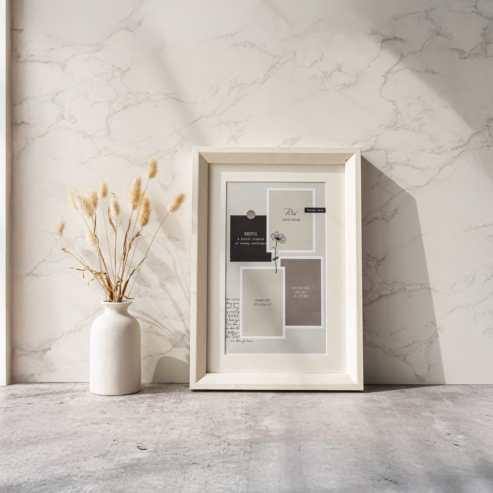 RIS 8F Classic Cream Wooden Picture Frame (8" x 12") | Desktop & Wall Design | Wooden Frame