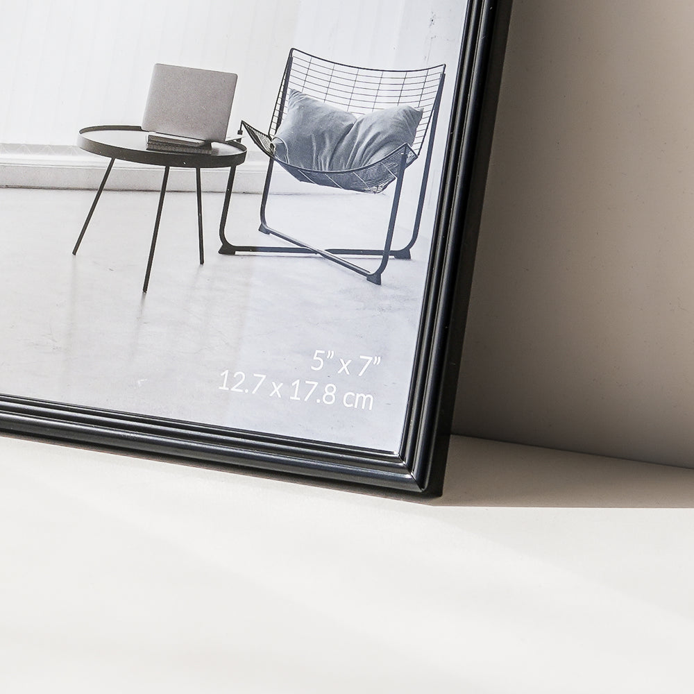 RIS 5R Minimalist Matte Black Picture Frame (5" x 7") | Desktop Design | Metal Frame