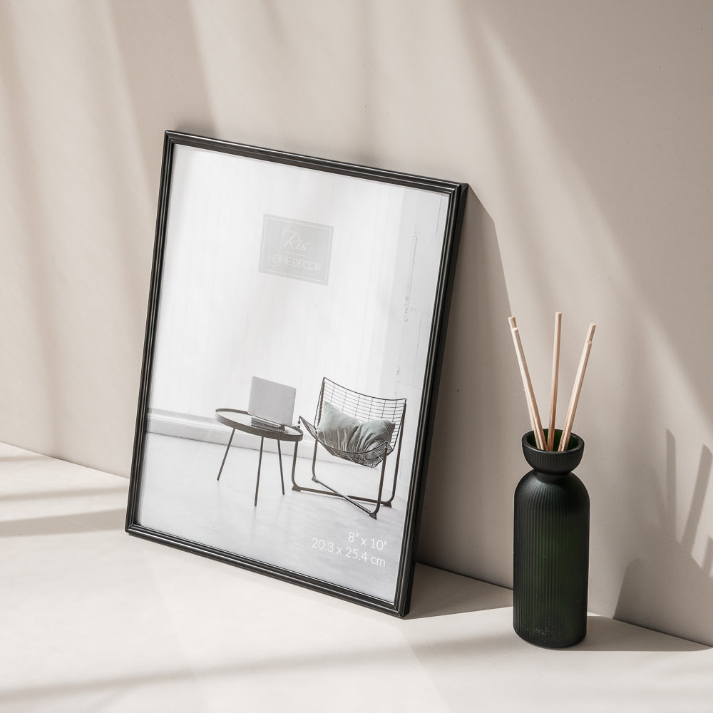 RIS 8R Minimalist Matte Black Picture Frame (8" x 10") | Desktop Design | Metal Frame