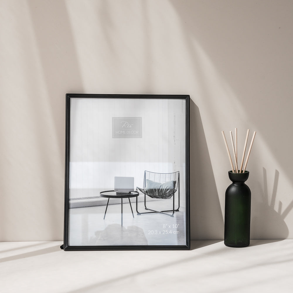 RIS 8R Minimalist Matte Black Picture Frame (8" x 10") | Desktop Design | Metal Frame