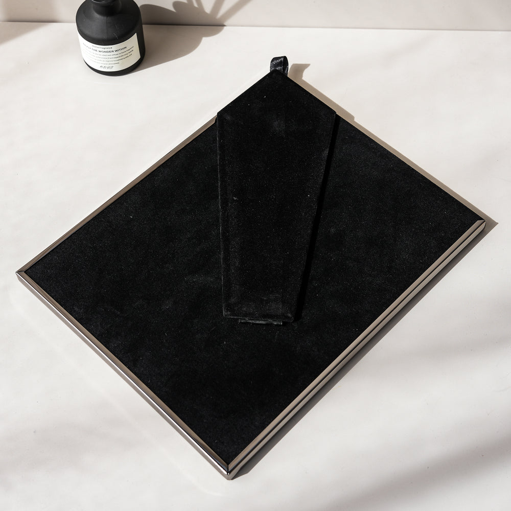 RIS Minimalist Black Chrome Picture Frame (8" x 10") | Desktop Design | Metal Frame