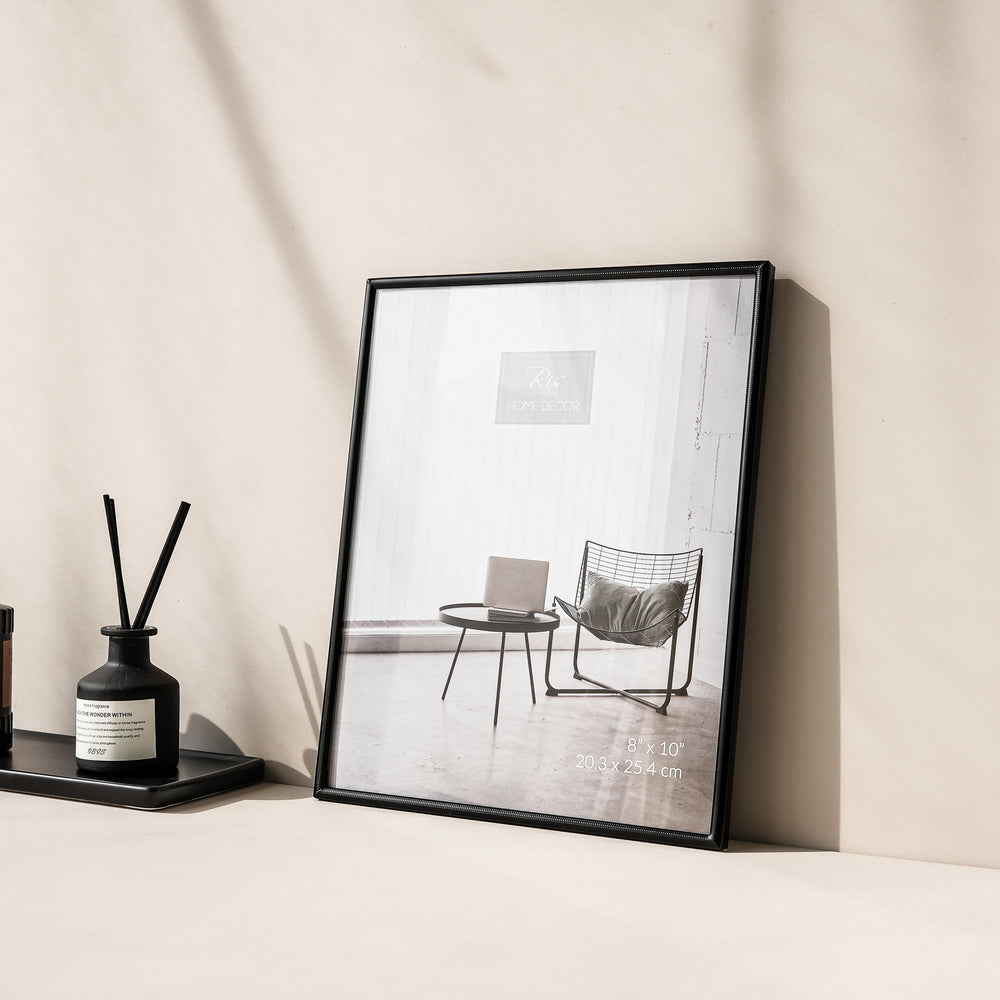 RIS 8R Minimalist Matte Black Picture Frame (8" x 10") | Desktop Design | Metal Frame