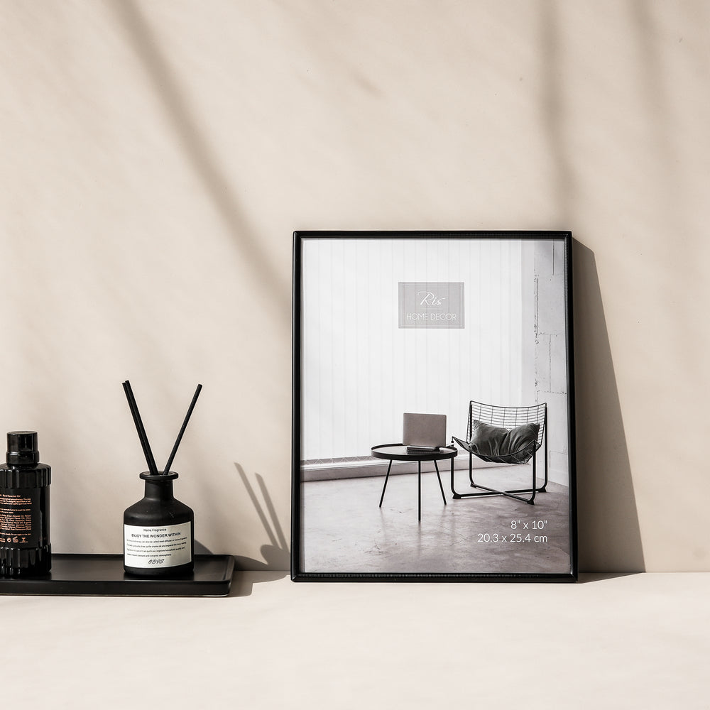 RIS 8R Minimalist Matte Black Picture Frame (8" x 10") | Desktop Design | Metal Frame