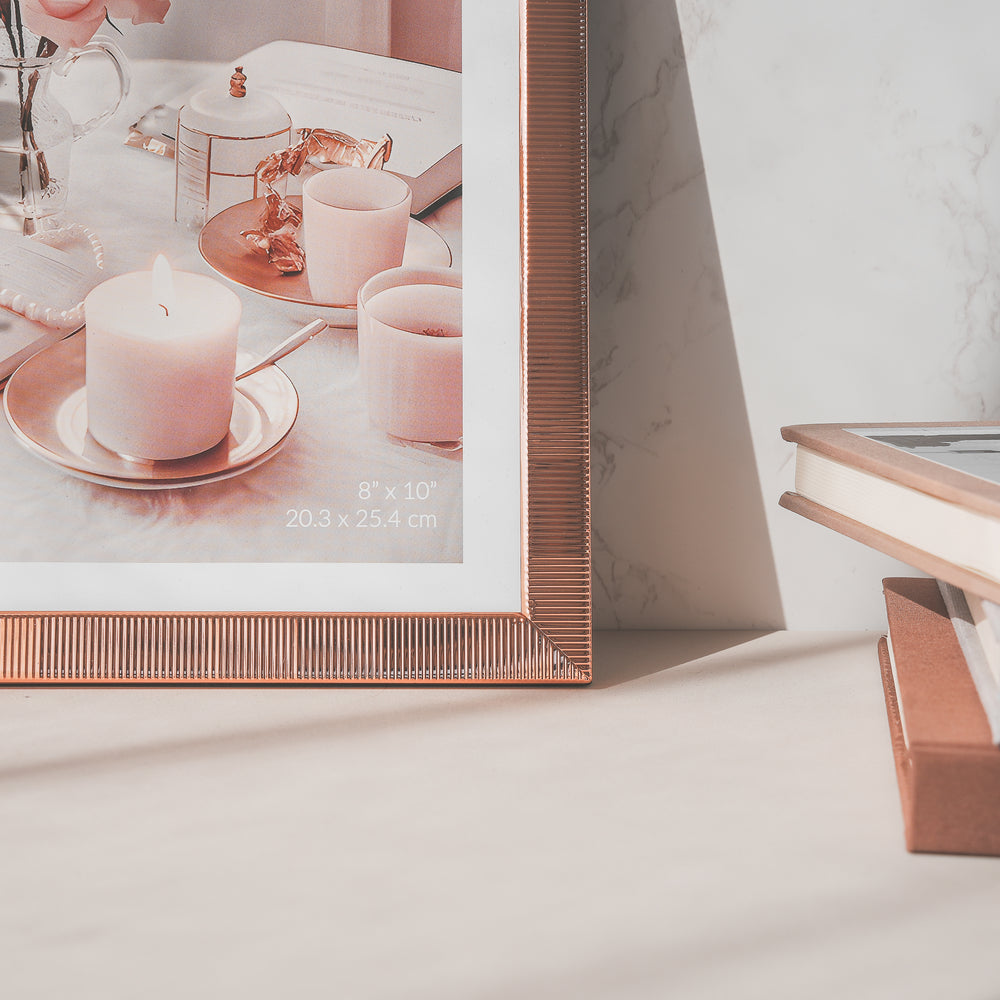 RIS 8R Classic Rose Gold Picture Frame (8" x 10") | Desktop Design | Metal Frame