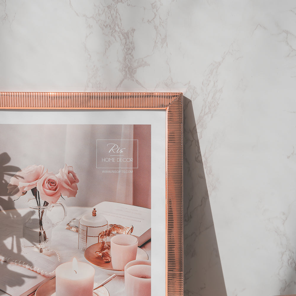RIS 8R Classic Rose Gold Picture Frame (8" x 10") | Desktop Design | Metal Frame