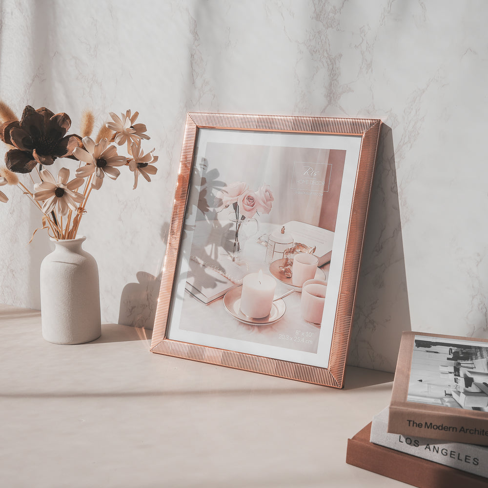 RIS 8R Classic Rose Gold Picture Frame (8" x 10") | Desktop Design | Metal Frame