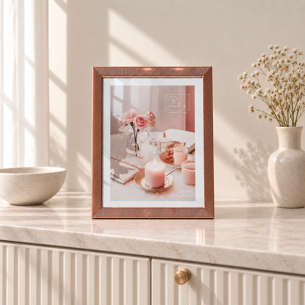 RIS SP13908-R-80 rose-gold 8 x 10 inch picture frame — cabinet lifestyle view