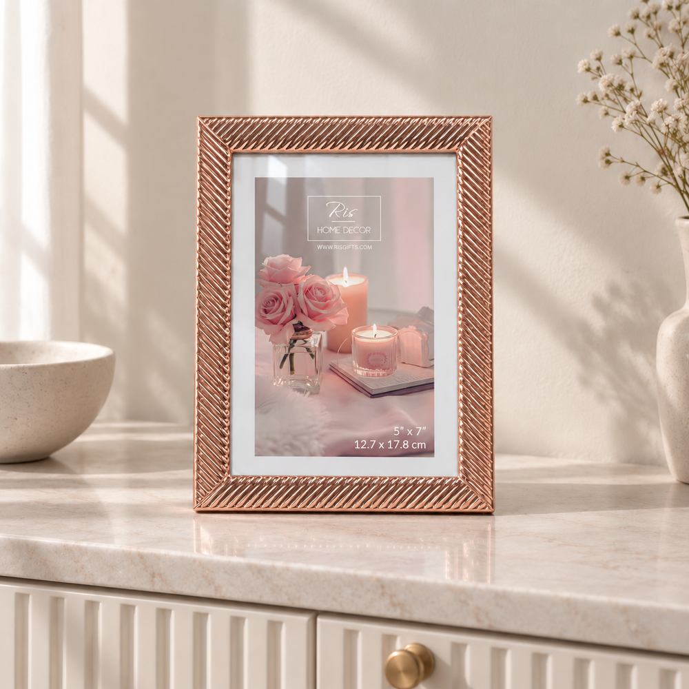 RIS SP13912-R-57 rose-gold 5 x 7 inch picture frame — cabinet lifestyle view