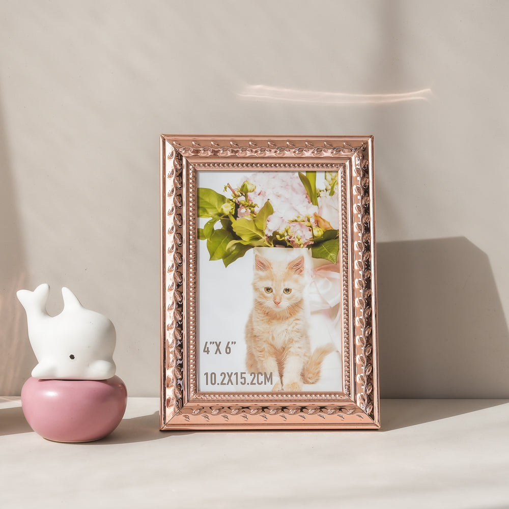 RIS 4R Rose Gold Plated Metal Photo Frame 4x6" | Picture Frames | Home Decor | Interior Decoration