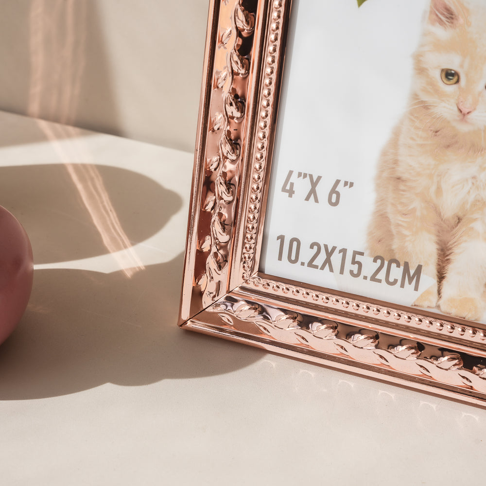 RIS 4R Rose Gold Plated Metal Photo Frame 4x6" | Picture Frames | Home Decor | Interior Decoration