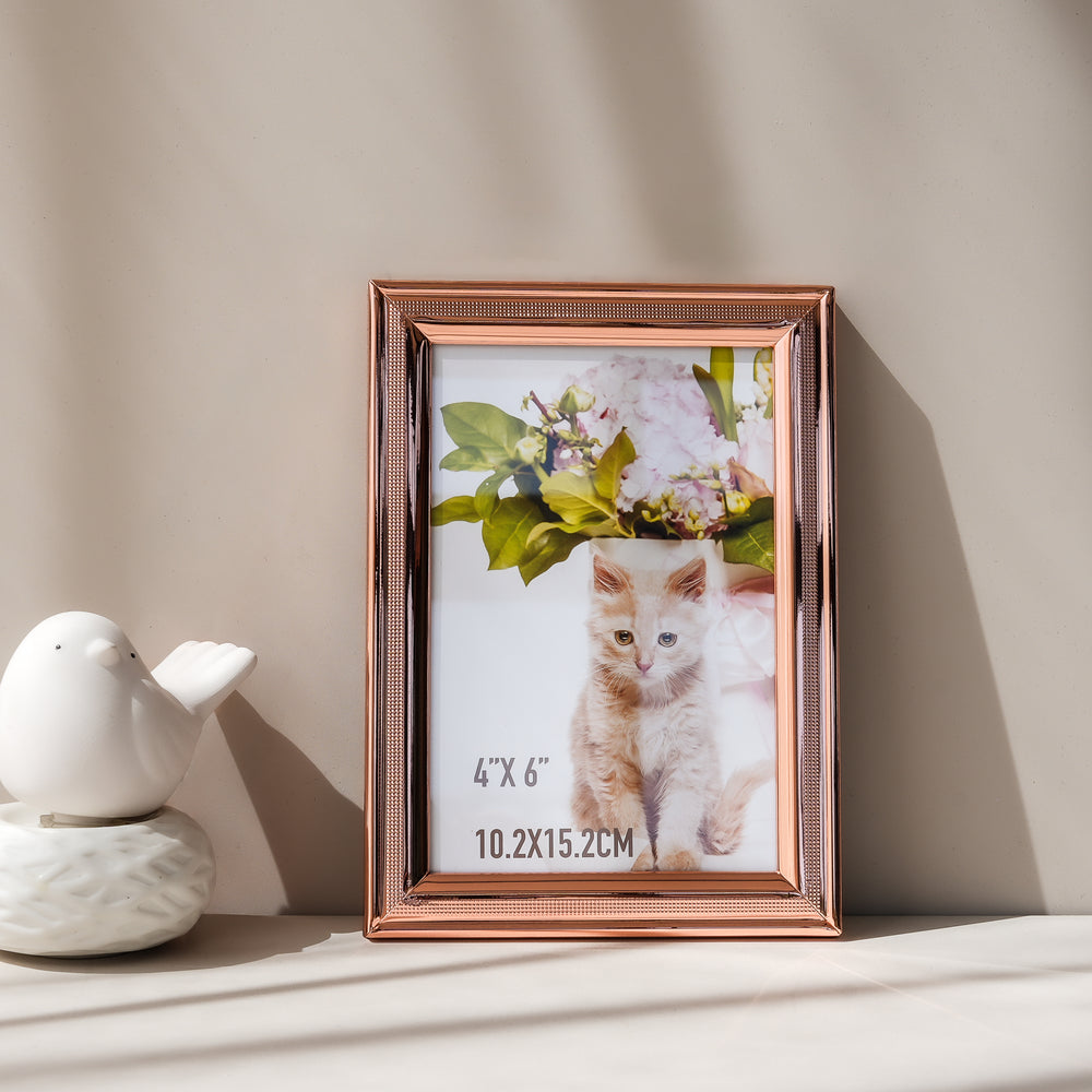 RIS 4R Rose Gold Plated Metal Photo Frame 4x6" | Picture Frame | Home Decor | Gifts | Interior Design