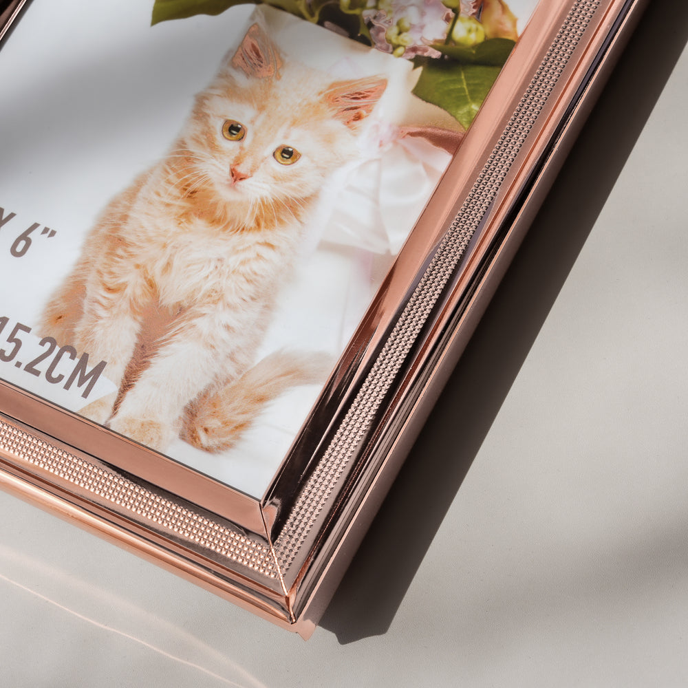 RIS 4R Rose Gold Plated Metal Photo Frame 4x6" | Picture Frame | Home Decor | Gifts | Interior Design