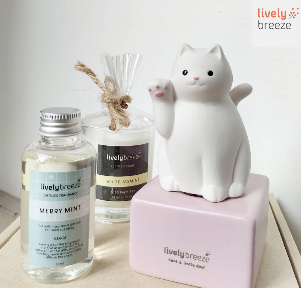 Sachi Lucky Cat  | Lively Breeze Thailand | Ceramic Diffusers | Home Fragrance