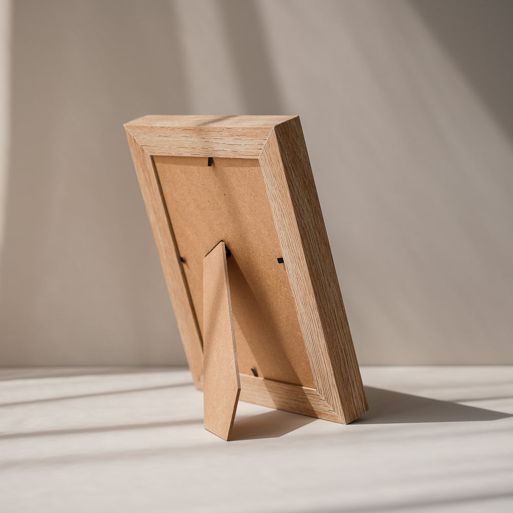 RIS 5R Nordic Style Two Tone MDF Wooden Picture Frame - Natural Wood & White Texture Wood (5"x 7")