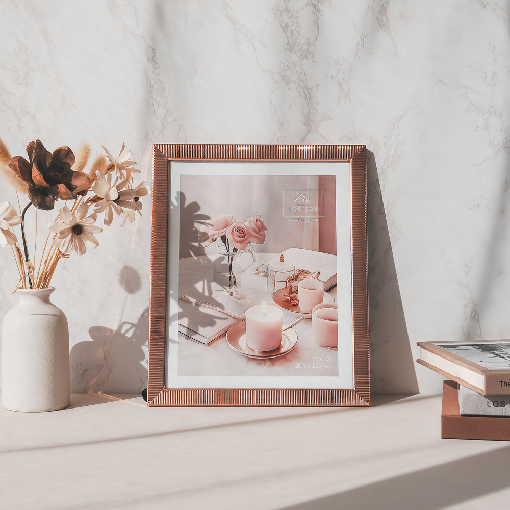 RIS 8R Classic Rose Gold Picture Frame (8" x 10") | Desktop Design | Metal Frame